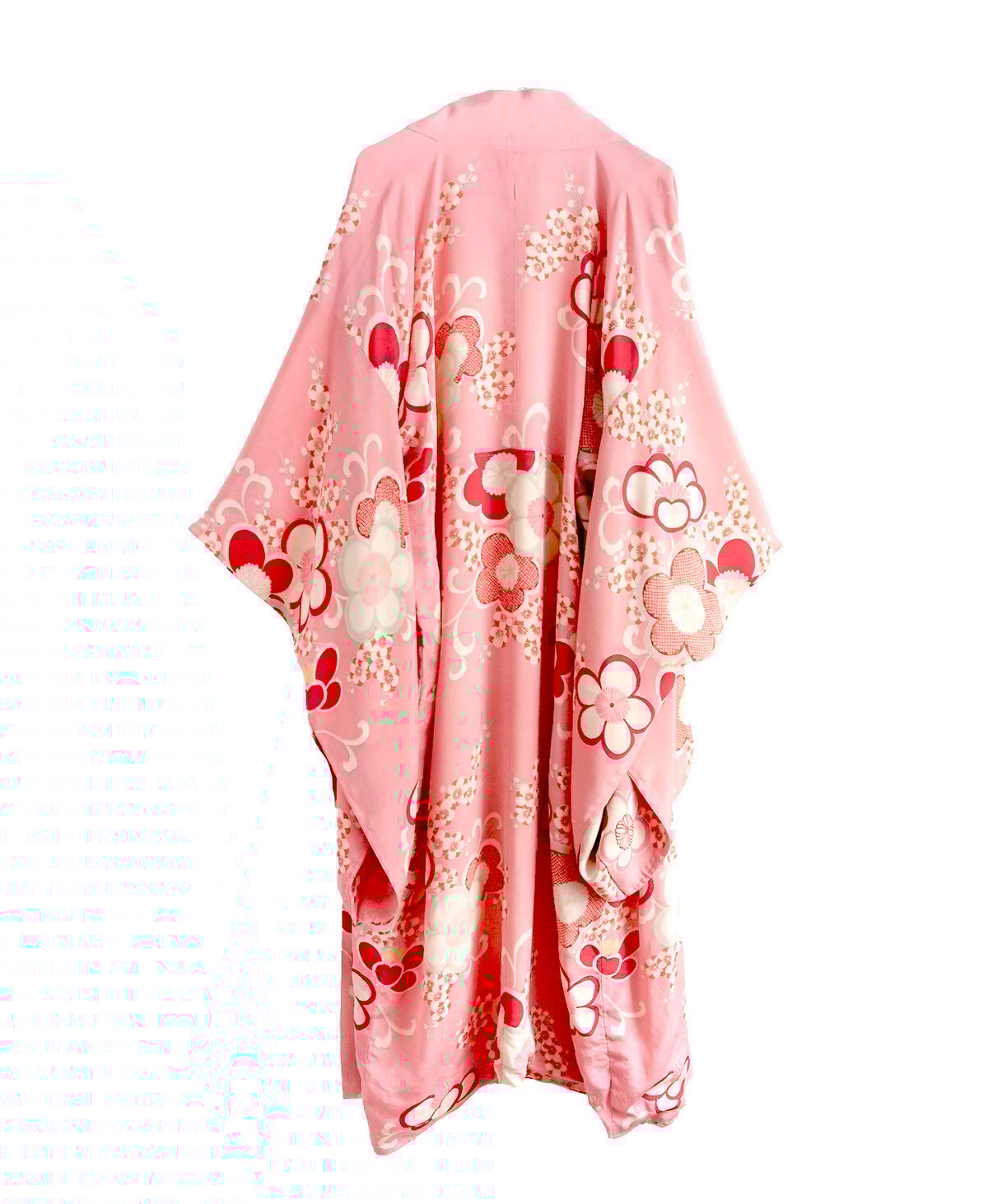 Image of Kimono dame af rosa silke med umeblomster grene - vendbar