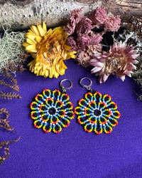 Image 2 of XL Rainbow Woven Earrings