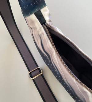 Image of Storm feather, large velvet crossbody sling bag