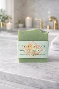 Image 1 of Green Tea & Cucumber Soap 3.5 oz Bar-Handmade for Refreshing Clean Skin