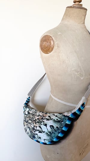 Image of Lichen + jay feather, large velvet crossbody sling bag