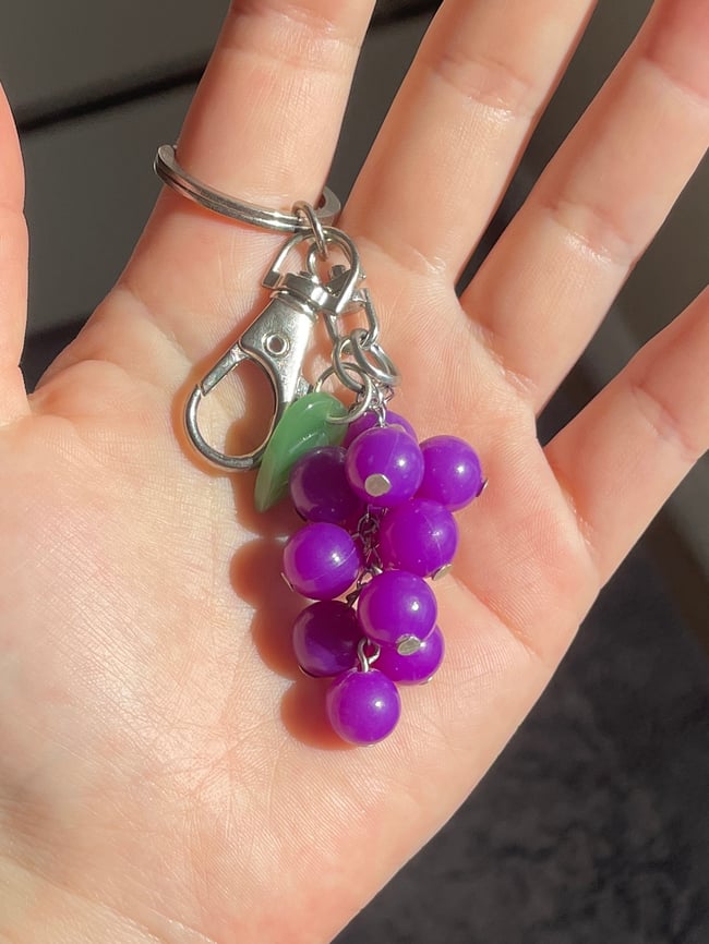 beaded grape keychain