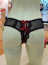 Image 1 of Red/Blk Crotchless Thong