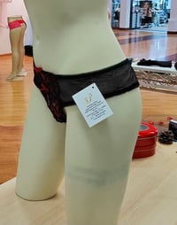 Image 2 of Red/Blk Crotchless Thong