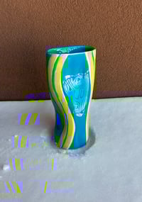 Image 1 of Dancing Vase in blue and chartreuse