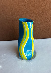 Image 2 of Dancing Vase in blue and chartreuse