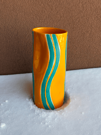 Image 2 of Dancing Vase in apricot and turquoise