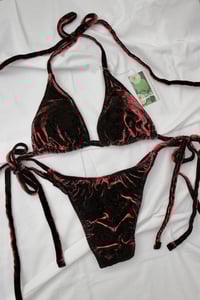 Image 4 of ♲ Red Paisley Velvet Bikini Set - XL