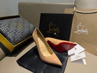 Image 1 of CHRISTIAN LOUBOUTIN   Miss Z 100MM Patent Leather Pumps (Tan)
