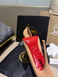 Image 2 of CHRISTIAN LOUBOUTIN   Miss Z 100MM Patent Leather Pumps (Tan)
