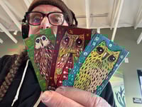 Image 1 of Tiny Free Verse Owls / 3-Piece Micro Art Set & Zine Series, Vol. 2 / #18 of 65