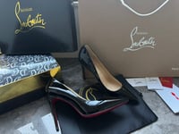 Image 1 of CHRISTIAN LOUBOUTIN   Miss Z 100MM Patent Leather Pumps (Black)