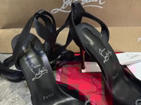 Image 2 of CHRISTIAN LOUBOUTIN Cassia Lace Up 100 Black Tie Ballet Sandal Heel Pump