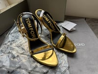 Image 5 of  TOM FORD Lock Metallic Stilleto Sandals (Gold)