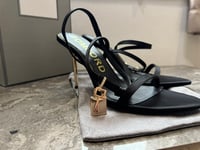 Image 3 of TOM FORD Lock Metallic Stilleto Sandals (BLACK)
