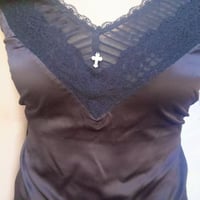 Image 4 of Upcycled black lace trim top