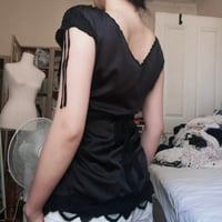 Image 2 of Upcycled black lace trim top