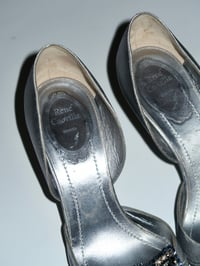 Image 3 of Rene Caovilla Silver Beaded Flower D'Orsay Heels - EU 38