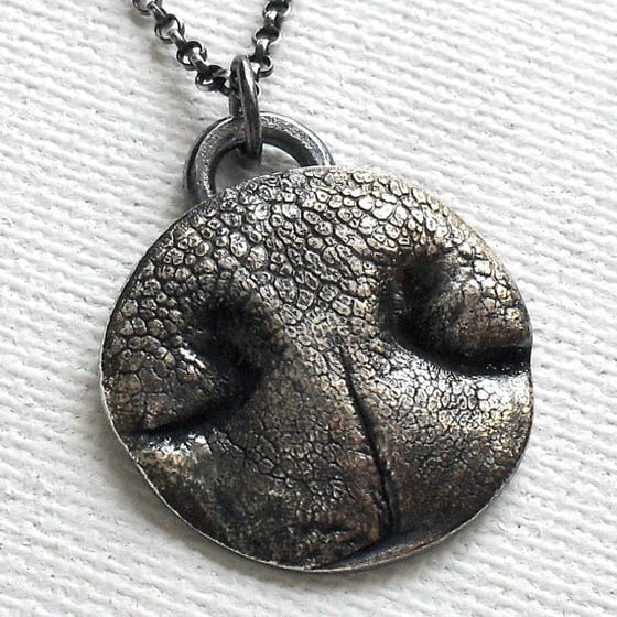 Image of Dog Nose Print Necklace in Fine Silver (Style#202)