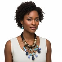 Image 1 of Chunky Blue Necklace Set 