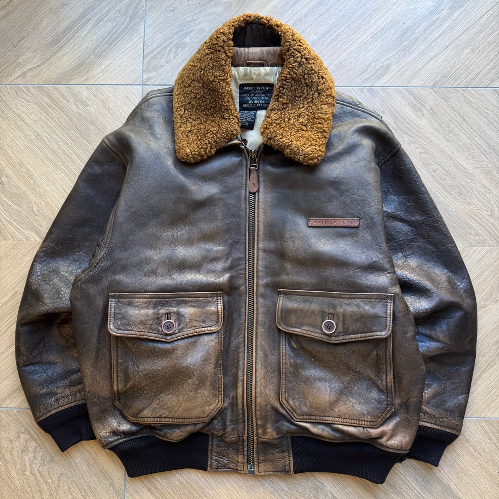 Image of 1980s Avirex Leather Flying Jacket, Size Large