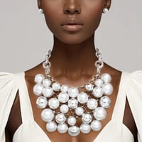 Chunky Pearl White DIVA Necklace Set 