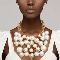 Chunky Gold & Pearl DIVA Necklace Set 