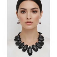Image 1 of Fierce Black Elegance Leopard Luxe DIVA Necklace Set