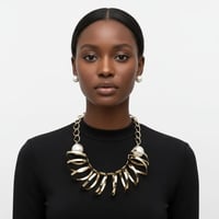 Image 1 of Sculpted Couture Gold Spiral Metal XL Necklace