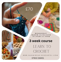 Image 1 of Clevedon learn to crochet three week course Wednesday March11th-18th-25th 10.30am-12.30pm