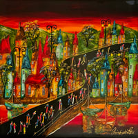 Christopher Bell "Nightlife" Rare Original Painting