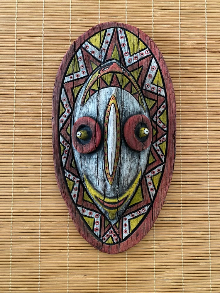 Image of 9.5” x 5” Hand Built PNG Inspired Wall Mask - Red/Yellow/White - US Shipping Included 