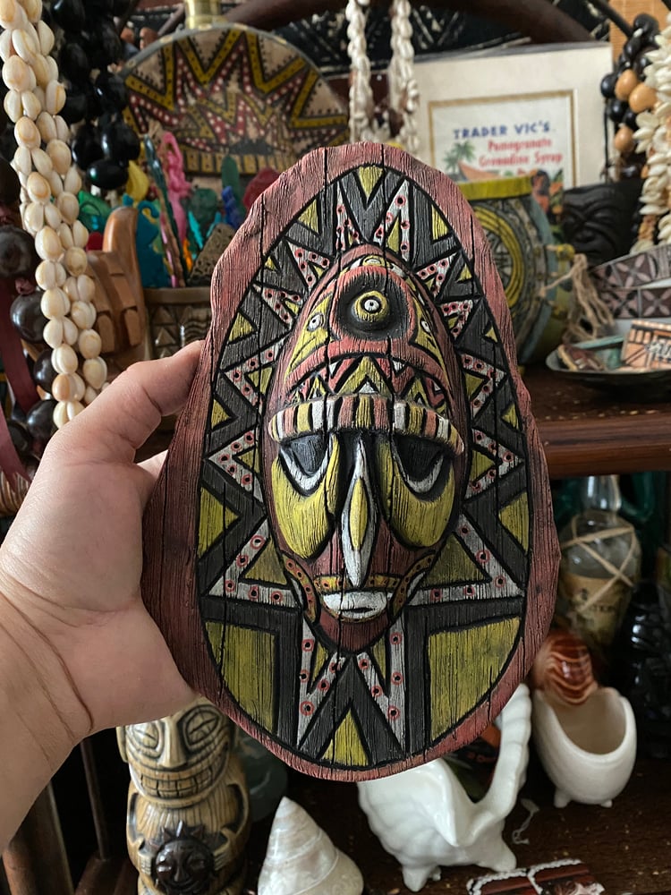 Image of Copy of 9” x 6” Handbuilt PNG Inspired Wall Mask - Red/Yellow/White - US Shipping Included 