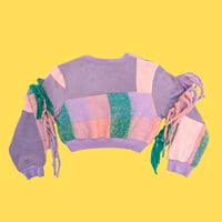 Image 2 of Wild Plaid Tassel Crop Sweatshirt  - Sustainable 