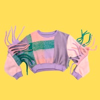 Image 1 of Wild Plaid Tassel Crop Sweatshirt  - Sustainable 
