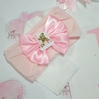 Image 2 of Baby Pink Teddy Bear First Birthday Tutu Set – 1st Birthday Outfit with Bow Vest