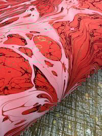 Image 1 of One of a kind hand marbled paper 'Crimson Wave' SHORT GRAIN