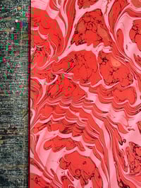 Image 5 of One of a kind hand marbled paper 'Crimson Wave' SHORT GRAIN