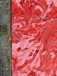 Image 4 of One of a kind hand marbled paper 'Crimson Wave' SHORT GRAIN