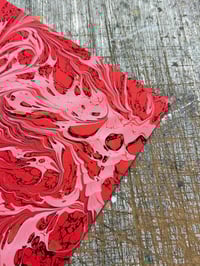 Image 6 of One of a kind hand marbled paper 'Crimson Wave' SHORT GRAIN
