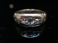Image 5 of EDWARDIAN 18CT ORNATE YELLOW GOLD BAND OLD CUT DIAMOND GYPSY BAND SIZE L