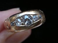 Image 1 of EDWARDIAN 18CT ORNATE YELLOW GOLD BAND OLD CUT DIAMOND GYPSY BAND SIZE L