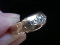 Image 7 of EDWARDIAN 18CT ORNATE YELLOW GOLD BAND OLD CUT DIAMOND GYPSY BAND SIZE L