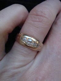 Image 8 of EDWARDIAN 18CT ORNATE YELLOW GOLD BAND OLD CUT DIAMOND GYPSY BAND SIZE L