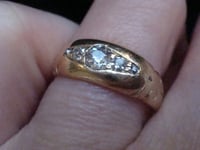 Image 10 of EDWARDIAN 18CT ORNATE YELLOW GOLD BAND OLD CUT DIAMOND GYPSY BAND SIZE L