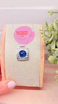 Square Engraved Ocean Pendant