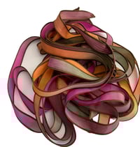 Image 3 of 1PC. DANCING LEAVES 42" hand dyed wrist wrap bracelet silk ribbon//Yoga wrist wrap bracelet ribbon
