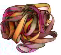 Image 4 of 1PC. DANCING LEAVES 42" hand dyed wrist wrap bracelet silk ribbon//Yoga wrist wrap bracelet ribbon