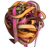 Image 1 of 1PC. DANCING LEAVES 42" hand dyed wrist wrap bracelet silk ribbon//Yoga wrist wrap bracelet ribbon