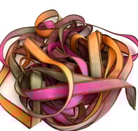 Image 2 of 1PC. DANCING LEAVES 42" hand dyed wrist wrap bracelet silk ribbon//Yoga wrist wrap bracelet ribbon